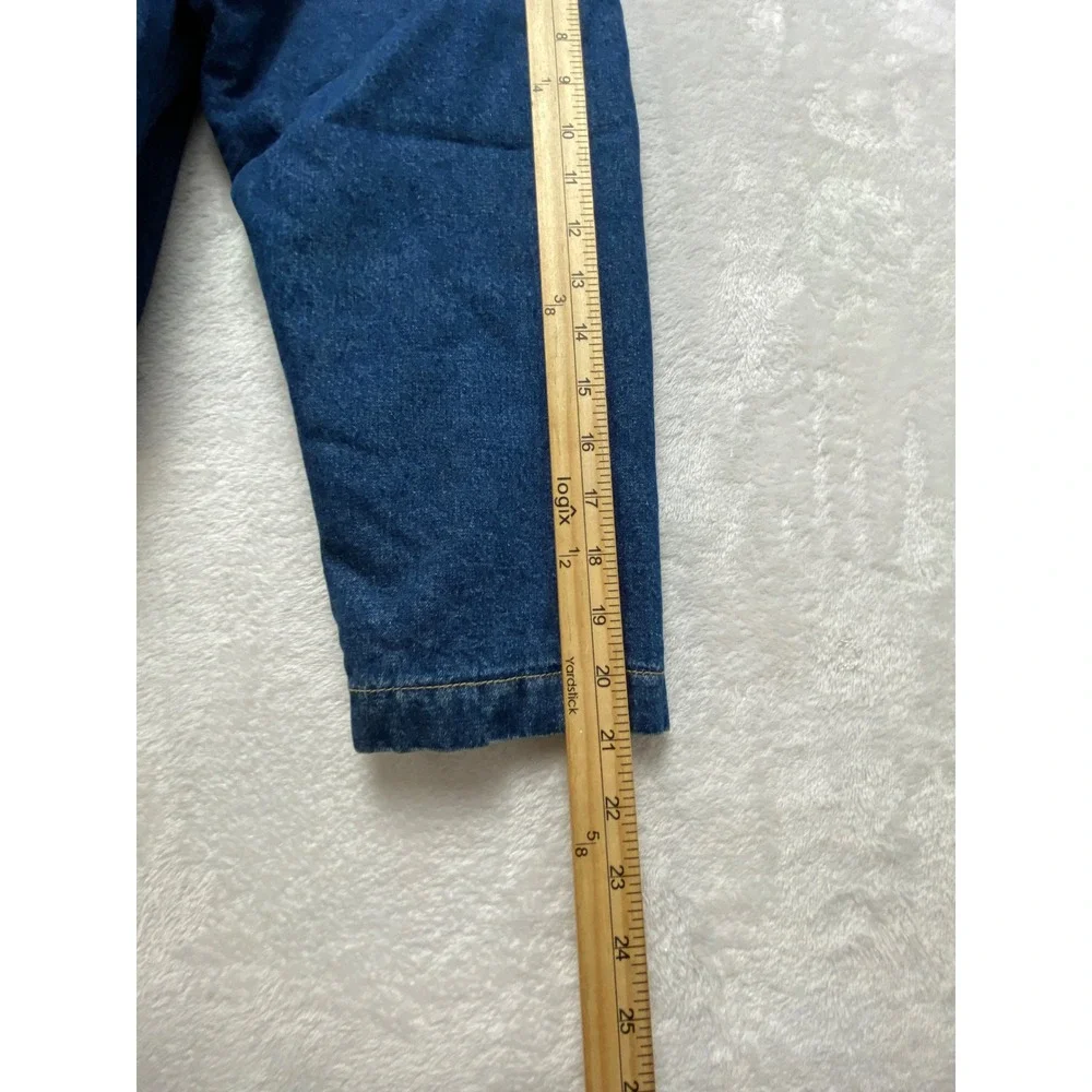 Liz Claiborne Jeans Jacket Girls L Blue Denim Cotton Faux‎ Fur Collar Zip Up